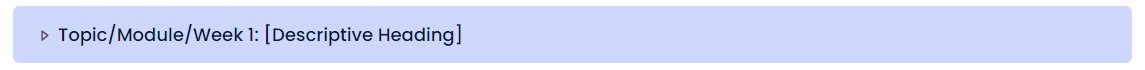 Moodle 4.1 template topic, module, week heading